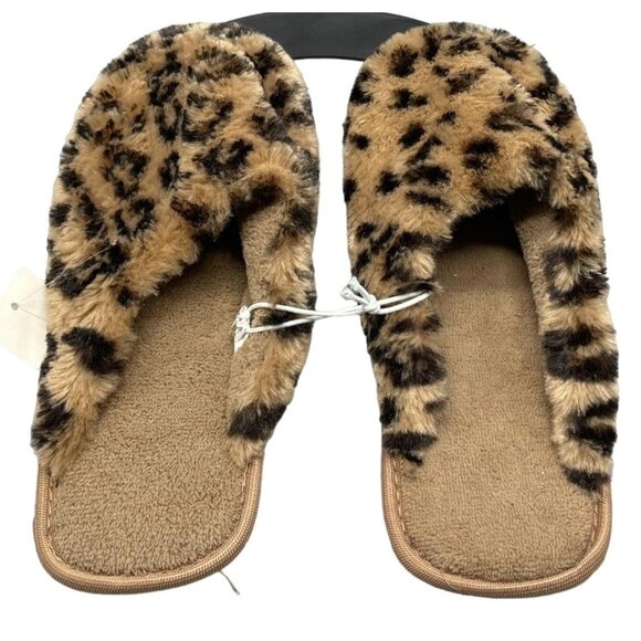 slip on slippers animal print soft brown black medium 7/8 new with tags READ - Picture 1 of 7